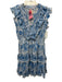 Bell by Alicia Bell Size L Blue, White & Pink Cotton & Silk Floral Tiered Dress Blue, White & Pink / L