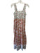 Naudic Size M White, Pink & Green Cotton Floral Wide Strap Lace Trim Maxi Dress White, Pink & Green / M