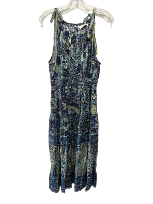 Ulla Johnson Size 8 Blue, Yellow & Green Cotton & Viscose Abstract Print Dress Blue, Yellow & Green / 8