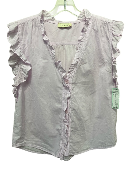 Stark X Size M Light Pink Cotton Sleeveless Ruffle Trim Button Down V Neck Top Light Pink / M