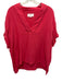 XiRENA Size S Bright red Cotton Crinkle Short Cuffed Sleeve V Neck Boxy Top Bright red / S