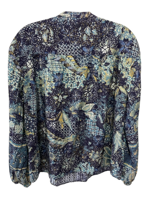Ulla Johnson Size M / 8 Blue, Yellow & White Cotton & Viscose Abstract Print Top Blue, Yellow & White / M / 8