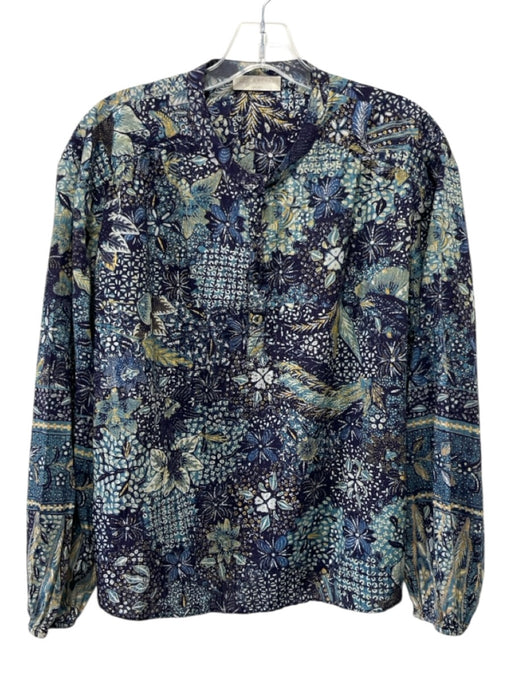 Ulla Johnson Size M / 8 Blue, Yellow & White Cotton & Viscose Abstract Print Top Blue, Yellow & White / M / 8