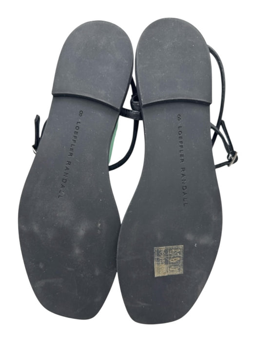 Loeffler Randall Shoe Size 8 Black Leather Thong Square Toe silver beads Sandals Black / 8