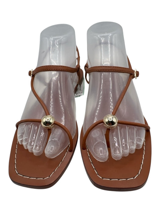 Loeffler Randall Shoe Size 8 Tan Brown Leather Thong Square Toe Buckle Sandals Tan Brown / 8