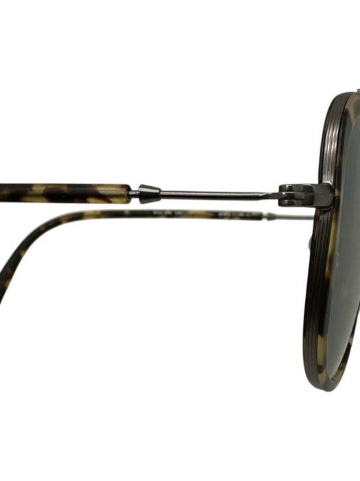 Krewe Brown, Silver & Green Acetate Gunmetal Hardware Tortoise Shell Sunglasses Brown, Silver & Green
