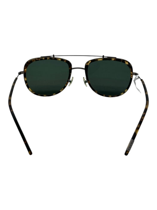 Krewe Brown, Silver & Green Acetate Gunmetal Hardware Tortoise Shell Sunglasses Brown, Silver & Green