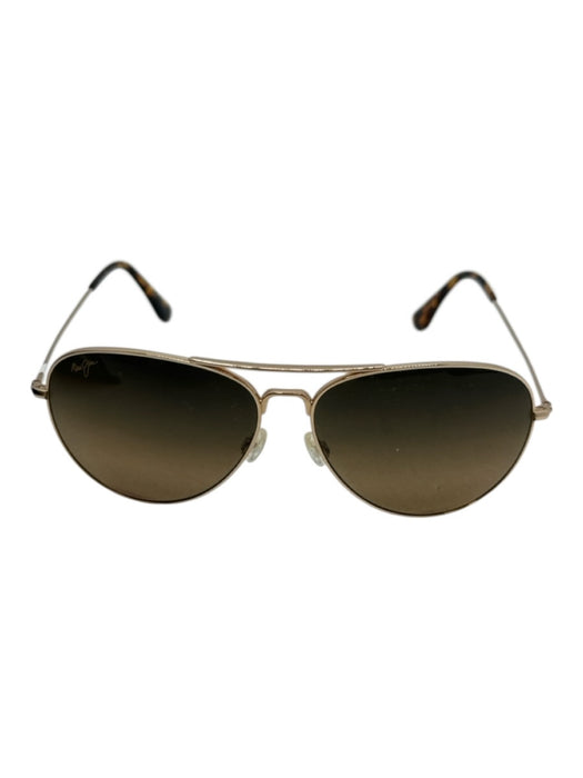 Maui Jim Brown & Gold Titanium Tortoise Shell Detail Aviator Sunglasses Brown & Gold