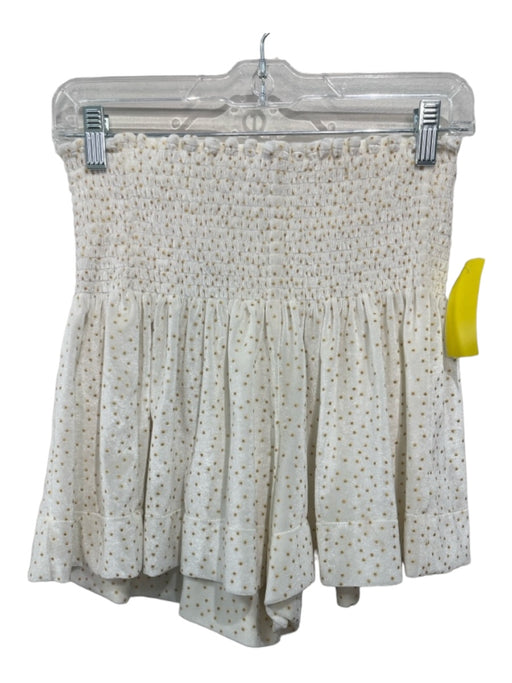 Koch Size Small White & Gold Polyester Velvet Smocked Waist Polka dot Skirt White & Gold / Small