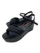 Prada Shoe Size 37.5 Black Leather Canvas Strap Platform Ankle Strap Sandals Black / 37.5