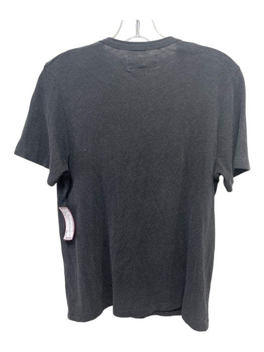 The Great Size 0 Gray & Black Cotton Round Neck Ruffle V Neck Short Sleeve Top Gray & Black / 0