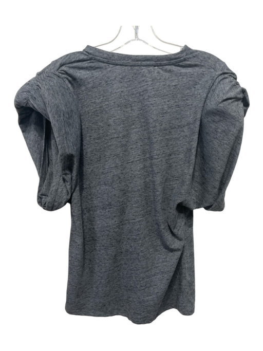 IRO Size M Gray Cotton Heathered Round Neck Shoulder Pads short sleeve Top Gray / M