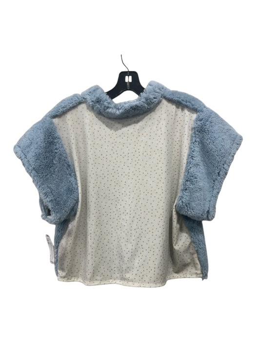 Koch Size XS Light Blue, White, Gold Polyester Short Sleeve Fuzzy Velvet Sweater Light Blue, White, Gold / XS