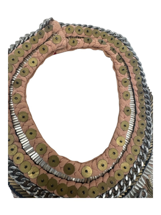 Mignonne Gavigan Pink, Silver & Gold Sequin Chain Detail Button Up Necklace Pink, Silver & Gold