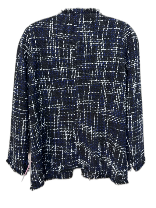 Edward Achour Paris Size M Black, Blue, White Boucle Plaid Hook & Eye Jacket Black, Blue, White / M
