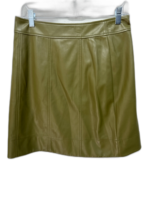 Anthropologie Size 8 Olive Green PU Leather Asymmetric Button Down A line Skirt Olive Green / 8