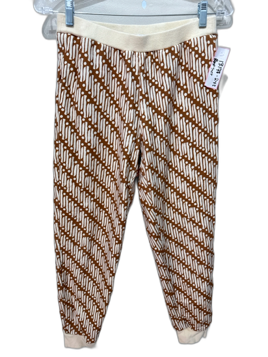 Rhode Size M Brown & Cream Cotton Ribbed Trim Abstract Geometric Jogger Pant Set Brown & Cream / M