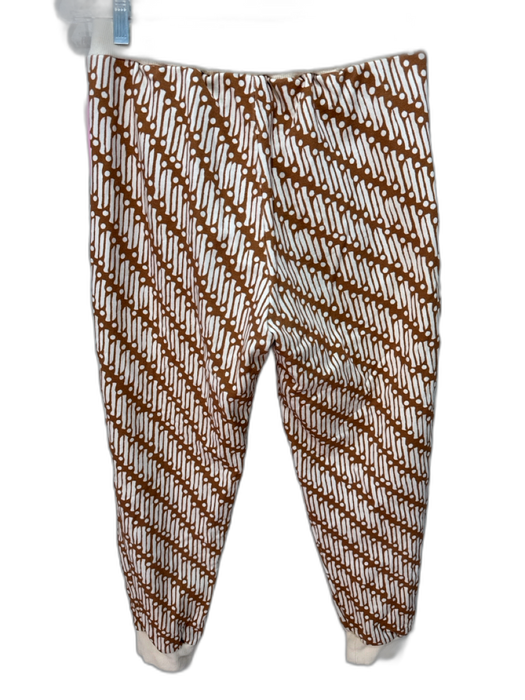 Rhode Size M Brown & Cream Cotton Ribbed Trim Abstract Geometric Jogger Pant Set Brown & Cream / M