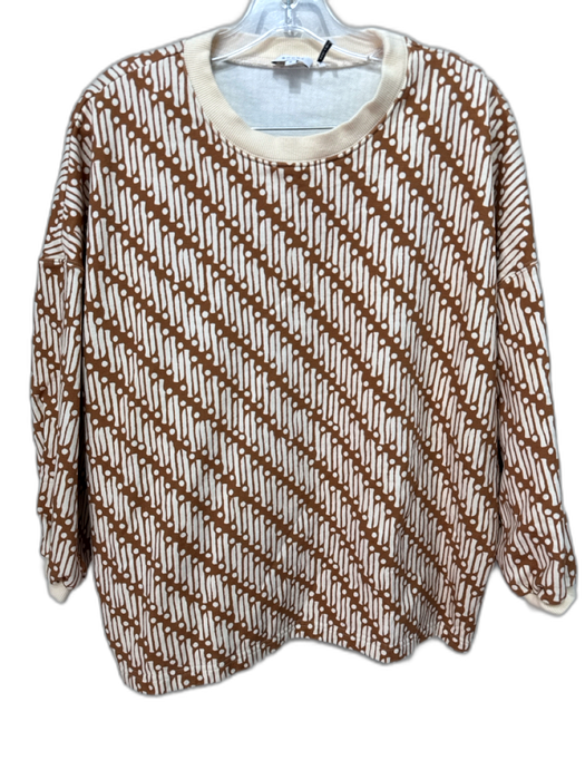 Rhode Size M Brown & Cream Cotton Ribbed Trim Abstract Geometric Jogger Pant Set Brown & Cream / M