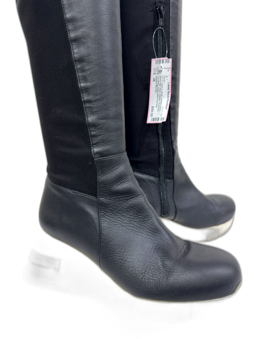 Paloma Barcelo Shoe Size 38 Black & White Leather Upper Knee High Sock Boots Black & White / 38