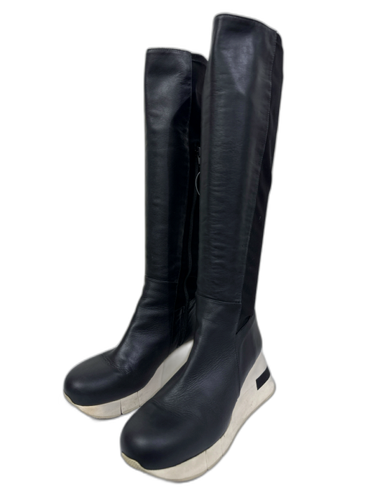Paloma Barcelo Shoe Size 38 Black & White Leather Upper Knee High Sock Boots Black & White / 38