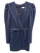 Jonathan Simkhai Size 6 Navy & Silver Polyester Long Sleeve Ribbed V Neck Dress Navy & Silver / 6