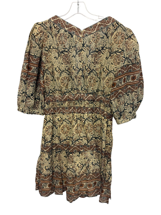 Sea New York Size M Cream, brown & gray Cotton 1/2 Balloon Sleeve Floral Dress Cream, brown & gray / M