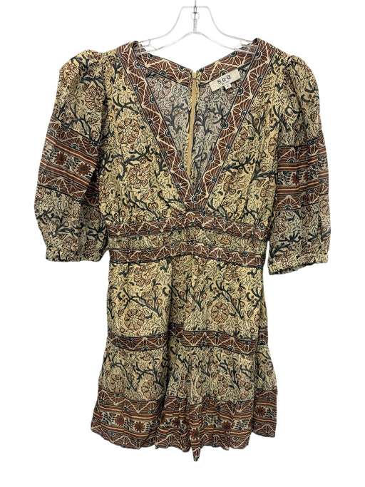 Sea New York Size M Cream, brown & gray Cotton 1/2 Balloon Sleeve Floral Dress Cream, brown & gray / M