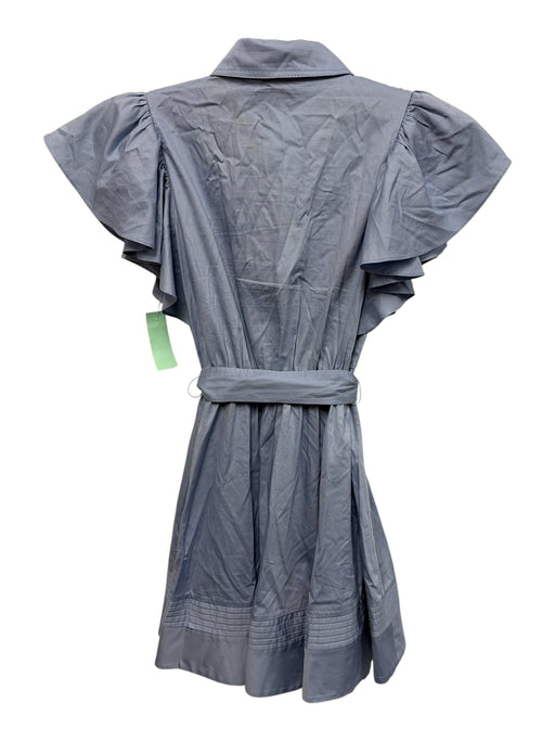 Aje. Size 10 Light Blue Cotton Short flutter sleeve Pleated Top Dress Light Blue / 10