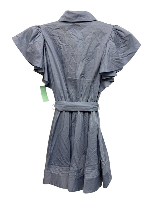 Aje. Size 10 Light Blue Cotton Short flutter sleeve Pleated Top Dress Light Blue / 10