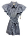 Aje. Size 10 Light Blue Cotton Short flutter sleeve Pleated Top Dress Light Blue / 10