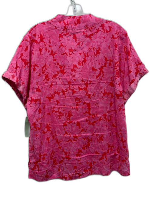 Karlie Size Medium Red & Pink Cotton Short Sleeve Floral V Neck Tunic Top Red & Pink / Medium