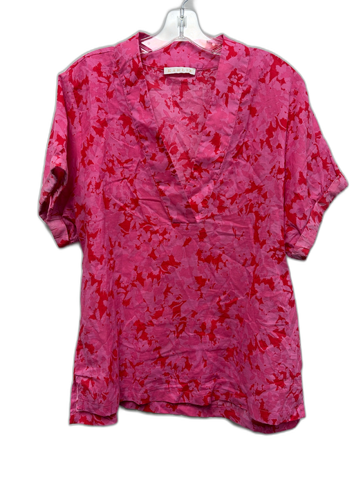 Karlie Size Medium Red & Pink Cotton Short Sleeve Floral V Neck Tunic Top Red & Pink / Medium