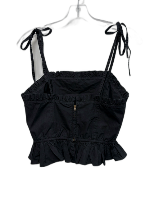 Ulla Johnson Size 4 Black Cotton Shoulder Tie Bustier Peplum Back Zip Top Black / 4