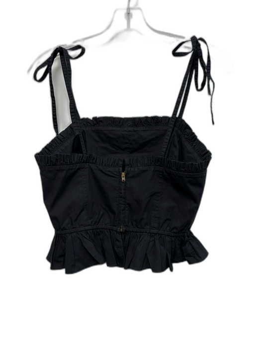 Ulla Johnson Size 4 Black Cotton Shoulder Tie Bustier Peplum Back Zip Top Black / 4