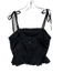 Ulla Johnson Size 4 Black Cotton Shoulder Tie Bustier Peplum Back Zip Top Black / 4