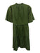 Sea New York Size 4 Olive Green Cotton Short flutter sleeve V Neck Tiered Dress Olive Green / 4