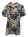 Tuckernuck Size M Blue & Cream Cotton Short Balloon Sleeve Palm Trees Dress Blue & Cream / M