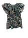 Ulla Johnson Size 2 Teal, Cream & Black Cotton Tiered Short Sleeve Floral Top Teal, Cream & Black / 2