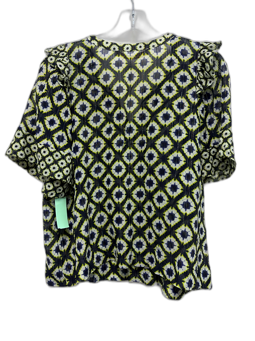 Marie Oliver Size 1 Navy, Yellow & Silver Cotton Blend Short Sleeve Tie Dye Top Navy, Yellow & Silver / 1