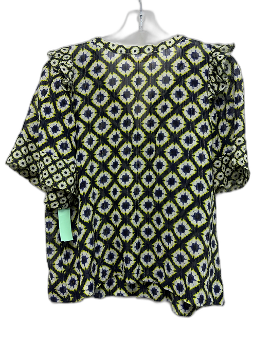 Marie Oliver Size 1 Navy, Yellow & Silver Cotton Blend Short Sleeve Tie Dye Top Navy, Yellow & Silver / 1