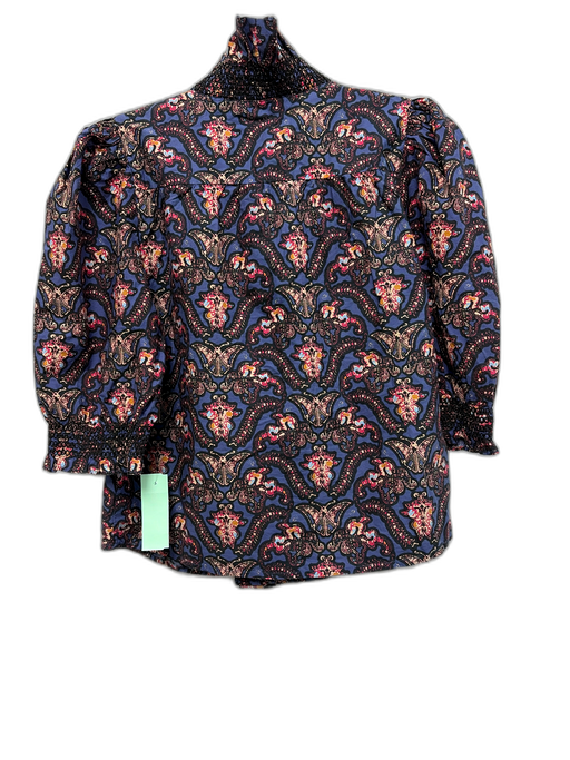 Love The Label Size S Blue, Black & Multi Cotton 1/2 Sleeve Fly Button up Top Blue, Black & Multi / S