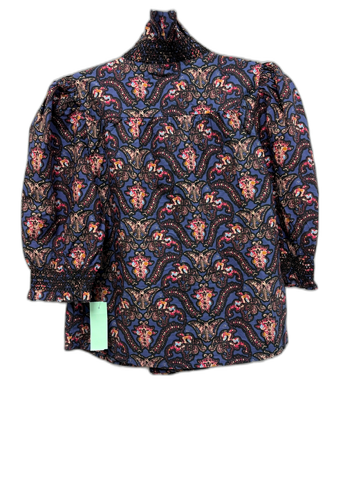 Love The Label Size S Blue, Black & Multi Cotton 1/2 Sleeve Fly Button up Top Blue, Black & Multi / S