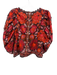 Farm Rio Size M Burgundy, Red & Orange Cotton 1/2 Balloon Sleeve Floral Top Burgundy, Red & Orange / M