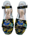 Dee Keller Shoe Size 38.5 Black, Blue & Yellow Brocade Gold Thread Sandals Black, Blue & Yellow / 38.5