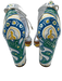 Aquazzura Shoe Size 39 White, Green & Multi Leather Round Toe Abstract Sandals White, Green & Multi / 39