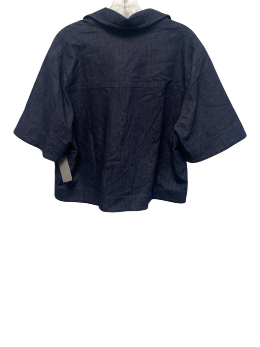 Tuckernuck Size Medium Dark Wash Cotton Blend Collared Short Sleeve Buttons Top Dark Wash / Medium