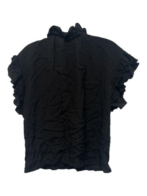 Koch Size XS Black Viscose Stars Short Ruffle Sleeve Top Black / XS