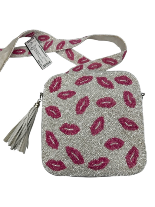 Moyna White & Pink Beaded Lips Crossbody Bag White & Pink / XS