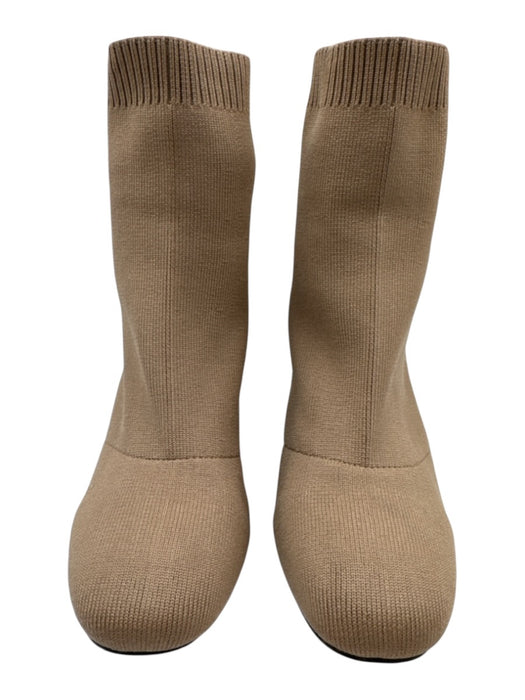 Mia Shoe Size 7.5 Beige Elastane Block Heel Ankle Stretch Booties Beige / 7.5